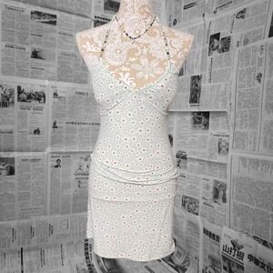 No Boundaries Mini Dress Small White Floral Print Y2K Cottagecore Slip Style